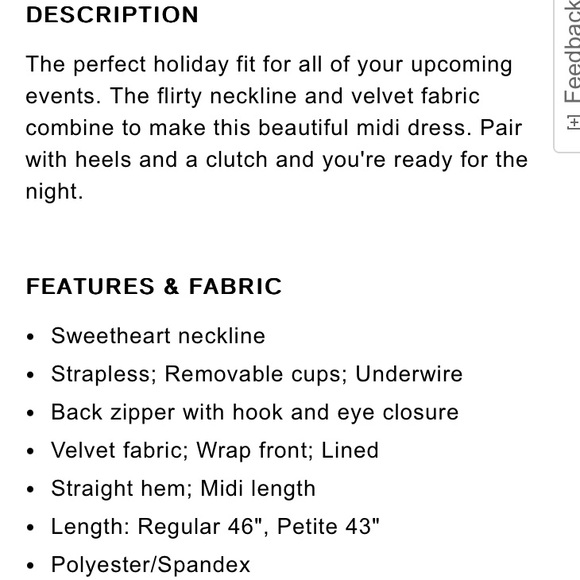 Velvet Sweetheart Neckline Strapless Midi Sheath Dress - Picture 6 of 11